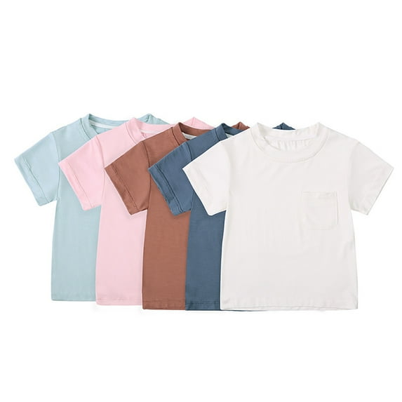 YTDSCS Baby Boys Girls Summer Tops T Shirts Infant Short Sleeve Crewneck Tees Solid Color Unisex Bamboo Fibre Tees Shirts 3 Months-3 Years
