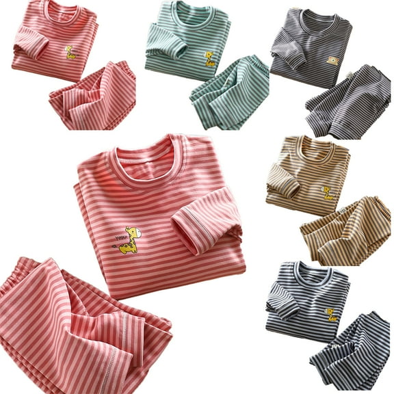 YTDSCS Baby Kids Boys Girls Thermal Underwear Outfit Autumn and Winter on the Bottom of the Warm Simple Elastic Cute Pattern for 6M-7Y