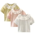 thumbnail image 1 of YTDSCS Baby Kids Crewneck Cotton T-Shirt for Girls Short Sleeve Solid Color Tees Shirts Toddler Summer Versatile Tops for Girls 1-10 Years, 1 of 8