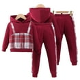 thumbnail image 1 of YTDSCS Baby Kids Girls Boys Spring Fall Sweatshirt 2PCS Outfit Toddler Hooded Long Sleeve Hooded Plaid Fake Two-Piece Trousers Leisure Sets Pants 2-7T, 1 of 9