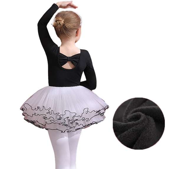 YTDSCS Baby Kids Girls Long-Sleeved Gymnastics with Skirt Fleece Dance Leotards Girls Thickened Fall Winter Practice Clothing for 3-11 Years