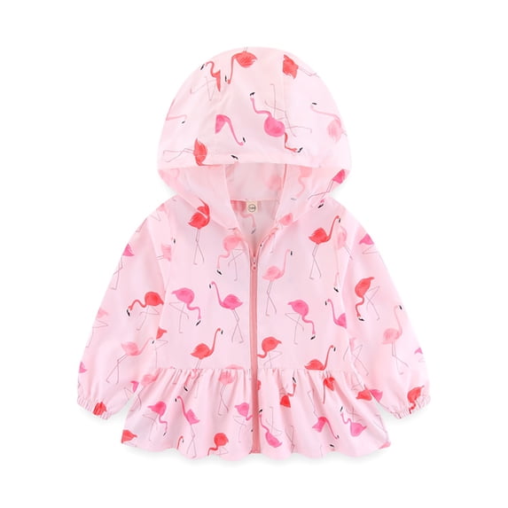 YTDSCS Baby Kids Printing Sun Protection Jacket for Girls Long Sleeve Rash Guard Upf 50+ Sun Shirt Girls Spring Summer Zip Hooded Rashguard for Toddler 3-8T