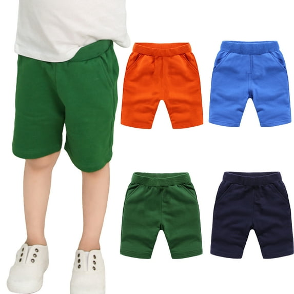 YTDSCS Boys Athletic Shorts Pants for Kids Baby ,Toddle Summer Knitted Shorts Elastic Solid Color Sports Shorts Soft Infant Cotton Casual Pants with Pockets for 9M-10T