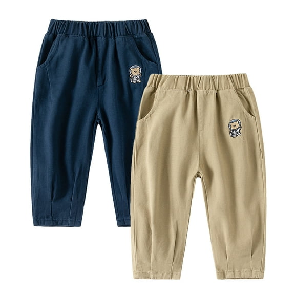 YTDSCS Boys Cotton Cargo Jogger Pants for Kids Baby 2-10 Years Solid Colour Casual Trousers Spring Fashion Embroidery Sweatpants