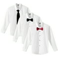thumbnail image 1 of YTDSCS Boys Cotton Dress Shirts for Baby Kids Long Sleeve Formal Uniform Shirts Youth Spring Autumn Perform Dress Shirts with Bowtie White Cardigan Tops for 3-16 Years, 1 of 7