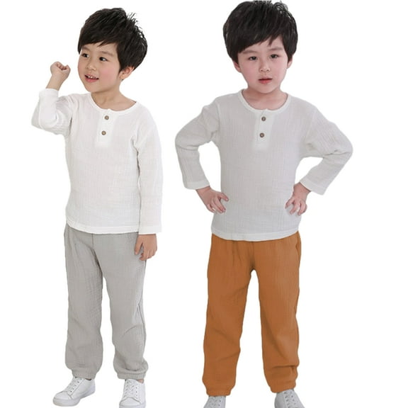 YTDSCS Boys Girls 2Pcs Long-Sleeved Pullover Set for Kids Toddle,Baby Spring Two Piece Set Fashionable Cute Solid Color Cotton Top +Pants Outfit for 6M-6Years