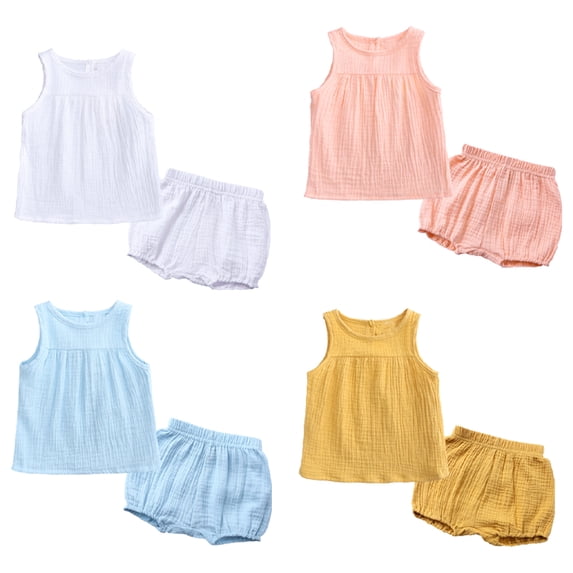 YTDSCS Boys Girls 2Pcs Summer Outfits Clothes Set for Newborn Baby,Toddler Sleeveless Vest Shirt Top+Comfortable Shorts Multi-color Vest Shorts Two-Piece Set ,Size 3M-4Years
