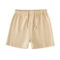 thumbnail image 1 of YTDSCS Boys Girls Cotton Linen Shorts for Kids Baby,Toddler Solid Color Casual Shorts Pants with Drawstring Summer Shorts for 1M-6 Years, 1 of 8