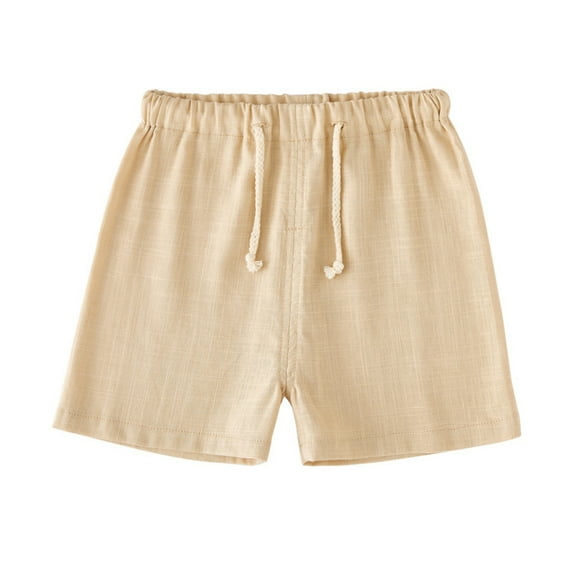 YTDSCS Boys Girls Cotton Linen Shorts for Kids Baby,Toddler Solid Color Casual Shorts Pants with Drawstring Summer Shorts for 1M-6 Years