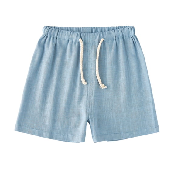 YTDSCS Boys Girls Cotton Linen Shorts for Kids Baby,Toddler Solid Color Casual Shorts Pants with Drawstring Summer Shorts for 1M-6 Years