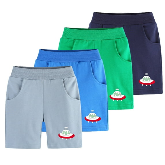 YTDSCS Boys Girls Cotton Shorts for Baby Kids Summer Elastic Waist Jogger Shorts Casual Cartoon Print Workout Five Pants for 1-9 Years