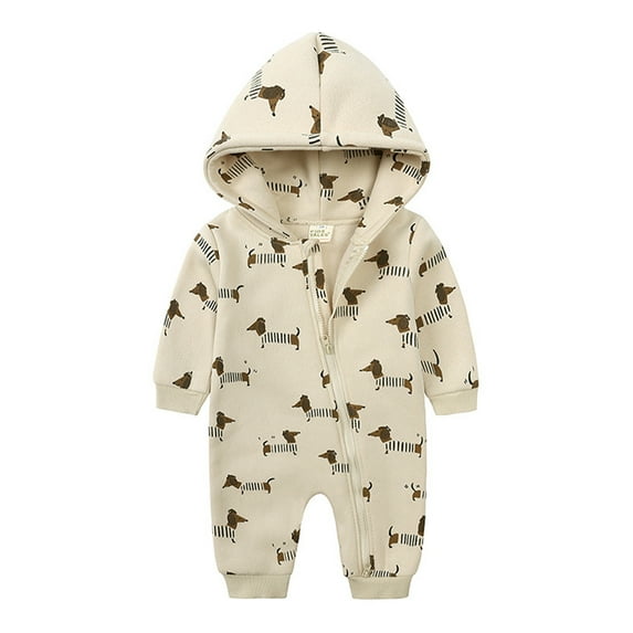 YTDSCS Boys Girls Hooded Bodysuit Clothing for 0-24 Months Infant Baby,Long Sleeve Zipper Jumpsuit Romper Outfit,Fleece Clothes