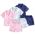 thumbnail image 1 of YTDSCS Boys Girls Satin Pjs Pajama 2Pcs Set for Boys Girls，1-10Years Toddler Button Silk Sleepwear Nightwear Loungewear Sleep Clothes Set for 1-10Years, 1 of 7