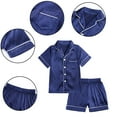 thumbnail image 1 of YTDSCS Boys Girls Satin Pjs Pajama 2Pcs Set for Boys Girls，1-10Years Toddler Button Silk Sleepwear Nightwear Loungewear Sleep Clothes Set for 1-10Years, 1 of 7