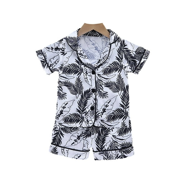 YTDSCS Boys Girls Silk Pajamas Set for Kids Baby Satin Nightwear Button-Down Sleepwear Cartoon Cute Print Pj Set for 1-5T