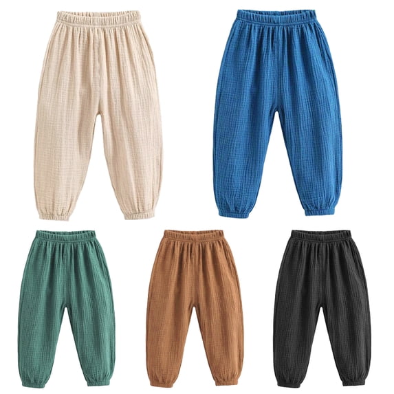 YTDSCS Boys Girls Solid Color Pant for Toddler Elastic Waist Casual Trousers Kids Summer Anti-Mosquito Pants 1-8T