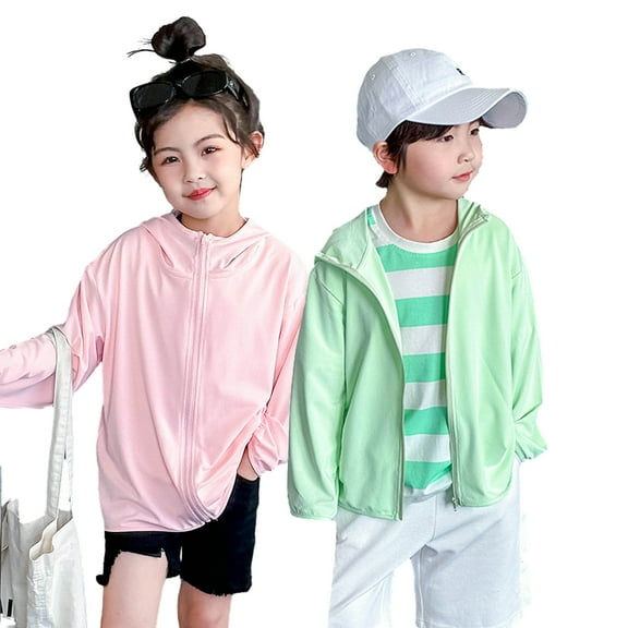 YTDSCS Boys Girls Sun Protection Clothing for Kids Baby ,Toddle Hoodie Protection Coats Sun Shirt Sun-Shading Anti-Ultraviolet Long Sleeve Zipper Sun Protection Jacket Sunscreen for 2-12T