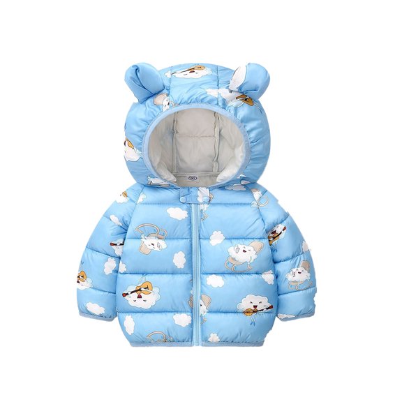 YTDSCS Boys Girls Winter down Cotton Coats for Kids Baby Light Puffer Padded Jacket Ear Hooded Toddler Fall Warm Outerwear for 1-7 Years Old