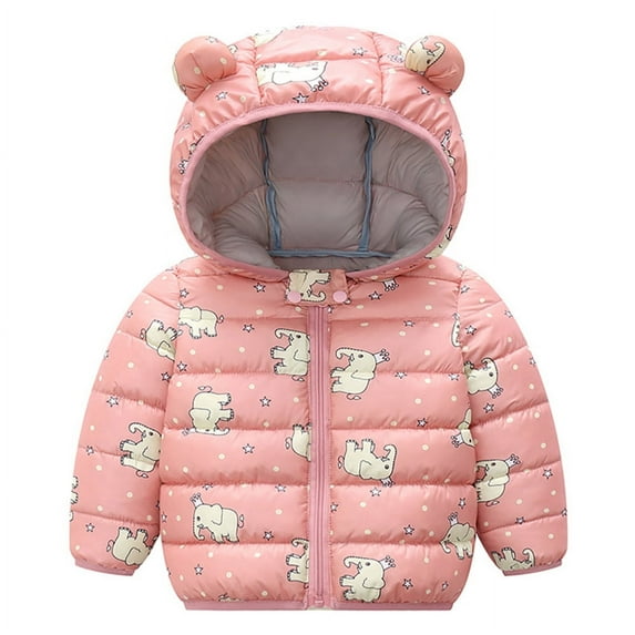 YTDSCS Boys Girls Winter down Cotton Coats for Kids Baby Light Puffer Padded Jacket Ear Hooded Toddler Fall Warm Outerwear for 1-7 Years Old