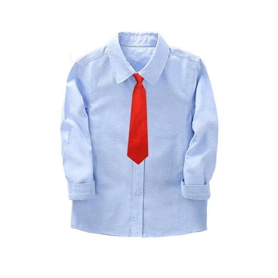 YTDSCS Boys Long Sleeve Dress Shirt for Kids Teen White Button Down Shirt Boys White Dress Shirt Button Up Shirt Boys for 2-14 Year