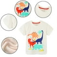 thumbnail image 1 of YTDSCS Boys Short Sleeve T-Shirts for Kids Toddler，Summer Baby Tee Costume Dinosaur Cartoon Print Shorts Casual Knitted Cotton Undershirt T-Shirts for 2-6Years, 1 of 8