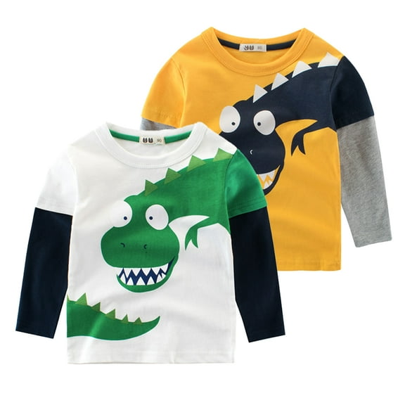 YTDSCS Boys Soft Long Sleeve T-Shirts for Toddler Kids Spring Fall Crewneck Pullover Bottoming Shirt 1-9 Years Fashion Cartoon Tees Tops for Boys