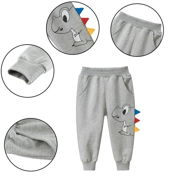 YTDSCS Boys Spring Fall Sweatpants for Kids Toddler Cute Pattern Cotton Sport Jogger Baby Pants Elastic Waist Trousers 1-10T