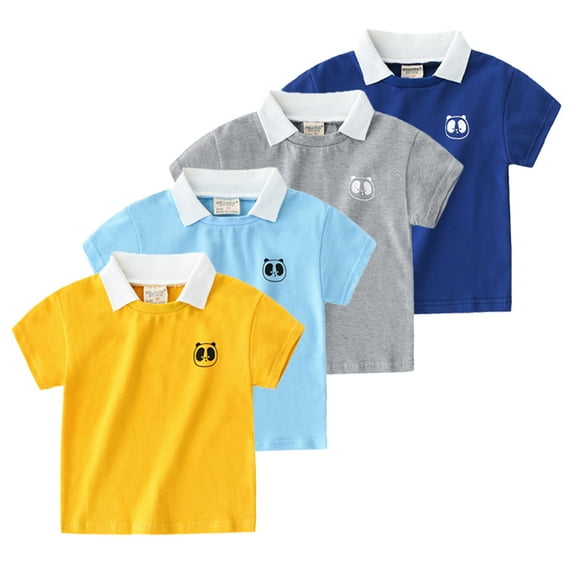 YTDSCS Boys Summer T-Shirt Tee for Kids Baby，Toddler Boys Short Sleev Shirt Cute Cotton Lapel Pullover T-Shirt for 1-5T