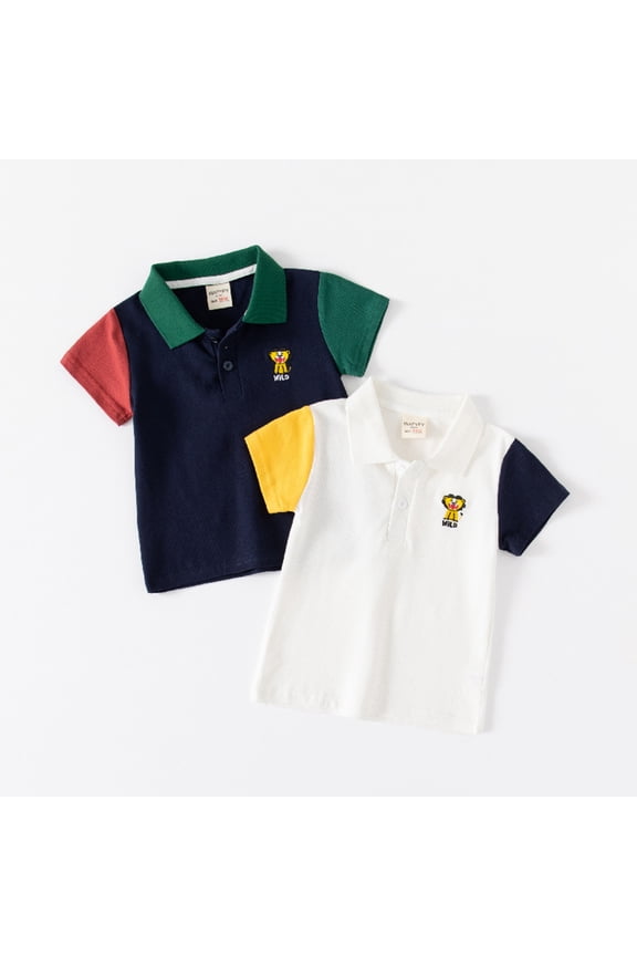 Boys Summer Tees T-Shirt for Kids Baby,Toddler Short-Sleeve Shirt Lapel Comfortable Cotton Casual Stylish Cute Pullover New Shirt Top,Size 1-8Years