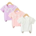 thumbnail image 1 of YTDSCS Girl's Short Sleeve Ruffle Collar Shirts Tee Soft Blouses Tees for Kids Toddler Baby 3-11Y, 1 of 8