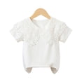 thumbnail image 1 of YTDSCS Girl's Short Sleeve Ruffle Collar Shirts Tee Soft Blouses Tees for Kids Toddler Baby 3-11Y, 1 of 10