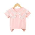 thumbnail image 1 of YTDSCS Girl's Short Sleeve Ruffle Collar Shirts Tee Soft Blouses Tees for Kids Toddler Baby 3-11Y, 1 of 9