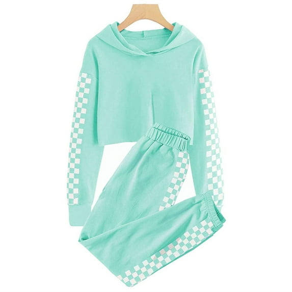 YTDSCS Girls Hooded Sweatshirts Sweatpants Sets Outfits for Kids Teen 5-14 Years 2 Piece Long Sleeve Sweatshirts Outfits Cute Fall Winter Clothing Sets