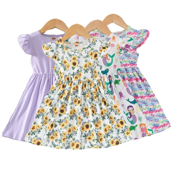 YTDSCS Girls Princess Dress for Kids Baby,Toddler Tutu Dresses Flower Dress Party Dresses Summer Short Sleeve Dress,Size 18M-6Years