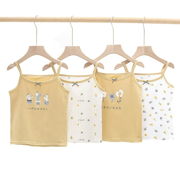 YTDSCS Girls'Sling Vest for Kids Baby Cotton Spaghetti Strap Undershirt 3-8Y Toddler Sleeveless Cartoon Halter Clothing Tops