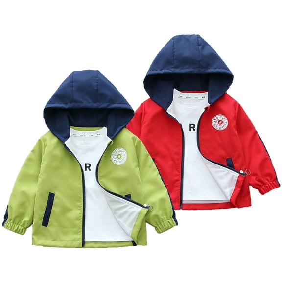 YTDSCS Infan Kids Boys Girls Outerwear Trench Coat for Toddler Girl Boy Fashion Contrast Hooded Spring and Autumn Outerwear Zipper Pocket Top Jacket for 2-13Y