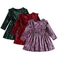 thumbnail image 1 of YTDSCS Infant Baby Girls Long Sleeve Dress Lace Velvet One Piece Skirt Toddler Christmas Party Banquet Sundress Spring Fall Princess Dress for Girls 9M-4Y, 1 of 7