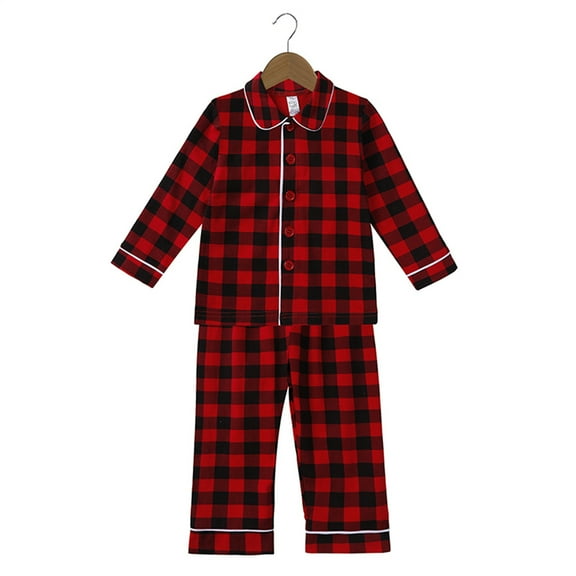 YTDSCS Infant Kids Plaid Christmas Pajamas Nightgowns Set for Boys Girls Cotton Sleepwear Baby Button down Pjs Jammies Outfit Toddler Spring Autumn Loungewear 3M-13T