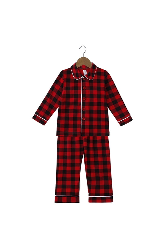 Infant Kids Plaid Christmas Pajamas Nightgowns Set for Boys Girls Cotton Sleepwear Baby Button down Pjs Jammies Outfit Toddler Spring Autumn Loungewear 3M-13T