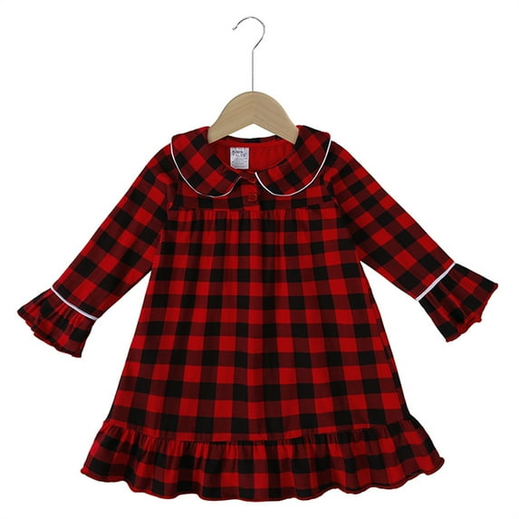 YTDSCS Infant Kids Plaid Christmas Pajamas Nightgowns Set for Boys Girls Cotton Sleepwear Baby Button down Pjs Jammies Outfit Toddler Spring Autumn Loungewear 3M-13T