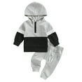 thumbnail image 1 of YTDSCS Infant Newborn Spring Fall Tracksuit Patchwork Set 2PCS for 0-24 Months Baby Boys Girls,Hoodie Pullover Sweatshirt Sweatpants 2 Piece Outfits, 1 of 9