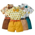 thumbnail image 1 of YTDSCS Kids Baby Boys Clothes 4PCS Outfit Floral Print Shirt with Bowtie + Casual Shorts, Gentleman Set Send Belt 9 Months-6 Years, 1 of 9