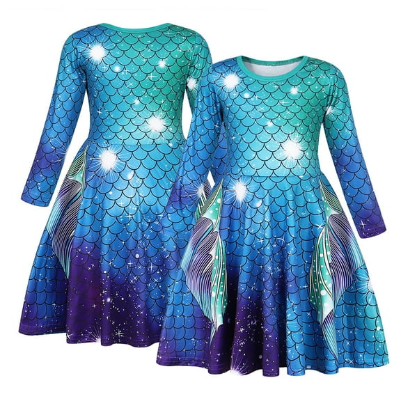 YTDSCS Kids Baby Dresses for Girls,Toddler Long-Sleeve Dress Spring Summer Princess Dress Crewneck Pullover Tutu Stage Dress for 3-11Y