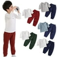 thumbnail image 1 of YTDSCS Kids Baby Girls Boys Summer Cotton Linen Outfits 6 Months -6 Years Toddler Spring Solid Color Long Sleeve Pullover Shirts and Long Pants 2PCS Set, 1 of 9