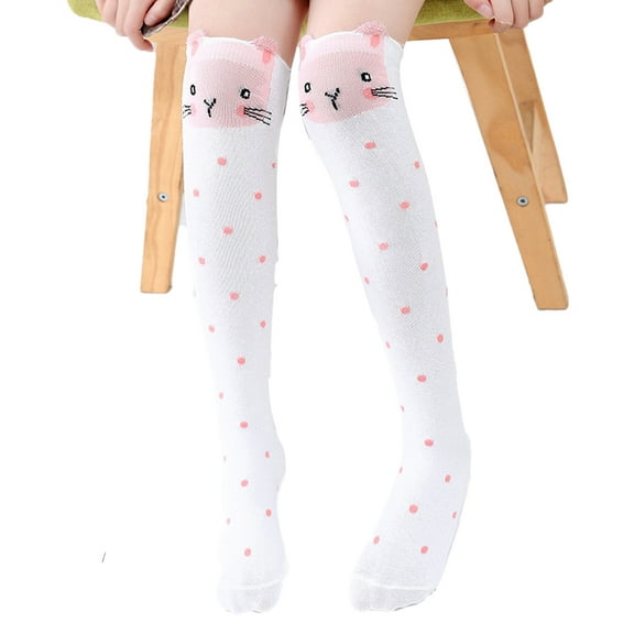 YTDSCS Kids Baby Girls Knee High Socks Cartoon over Calf Socks Toddlers Girls Cotton Knee High Socks 3-12Y