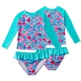 thumbnail image 1 of YTDSCS Kids Baby Girls Long Sleeve Swimsuits Bathing Suit Bikini Ruffle Swimsuit Two-Piece Toddler Bathing Suits Sport Summer Beach Swimwear ,Sizes 4-9T, 1 of 8