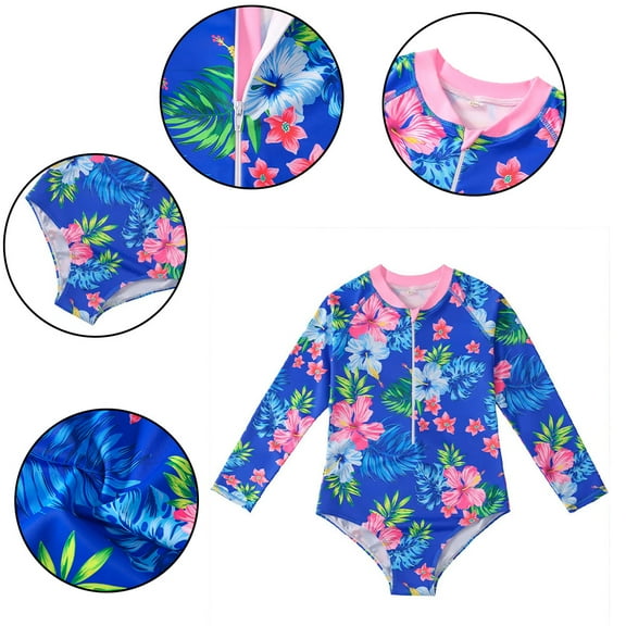 YTDSCS Kids Baby Girls Summer one-piece Swimsuits Big Kids Long Sleeve Bathing Suit Toddler Bathing Suits Beach Swimwear Bikini Swimsuit,Sizes 4-12T