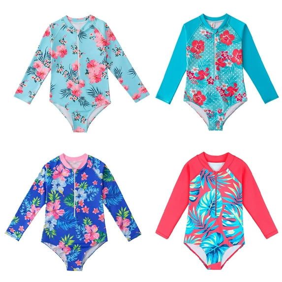 YTDSCS Kids Baby Girls Summer one-piece Swimsuits Big Kids Long Sleeve Bathing Suit Toddler Bathing Suits Beach Swimwear Bikini Swimsuit,Sizes 4-12T
