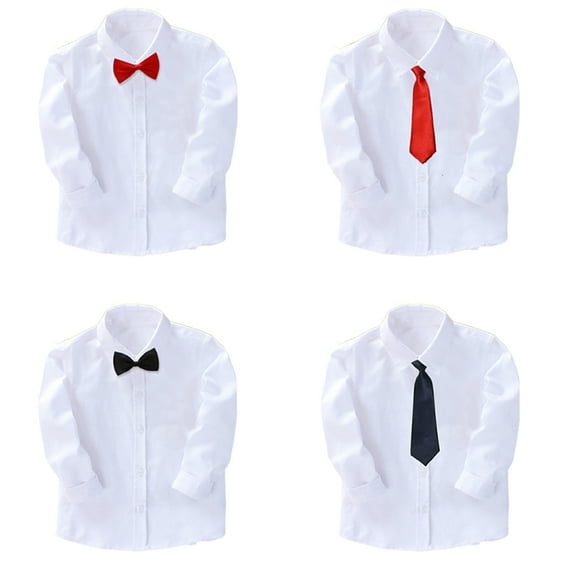 YTDSCS Kids Baby Long Sleeve Dress Shirts for Boys School Uniform White Shirts Toddler Spring Fall Performance Dress Shirts Youth Cotton Cardigan Tops for Boys 3-14 Years