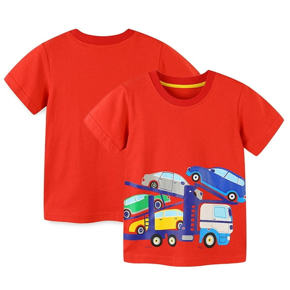 YTDSCS Kids Baby Short Sleeve T-Shirts for Boys,Toddler Summe Tees Cotton Tshirts Crewneck Top Car Cartoon Print Shirt Soft Cute Clothes for 2-8T